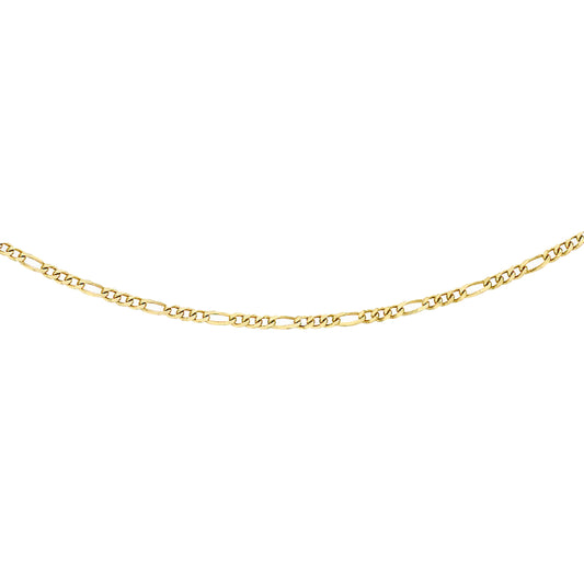 9K Yellow Gold 30 Diamond Cut Figaro 3+1 Necklace 45cm