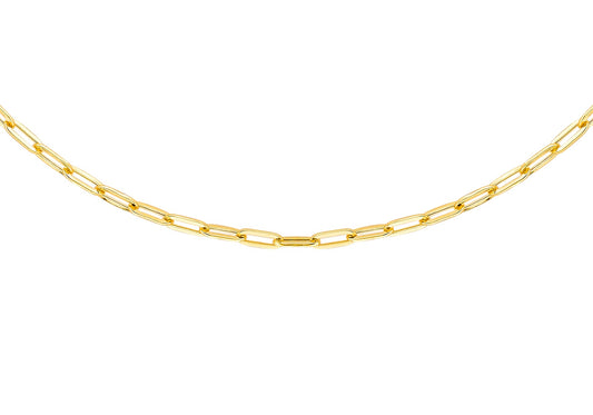 9K Yellow Gold Paper Chain Necklace 45 cm