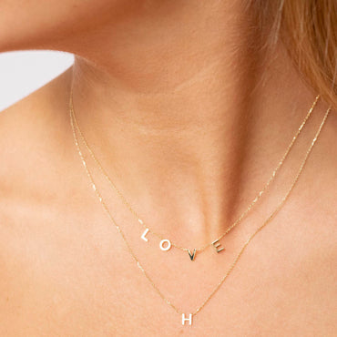 9K Yellow Gold 5mm 'Love' Adjustable Necklace 38cm-43cm