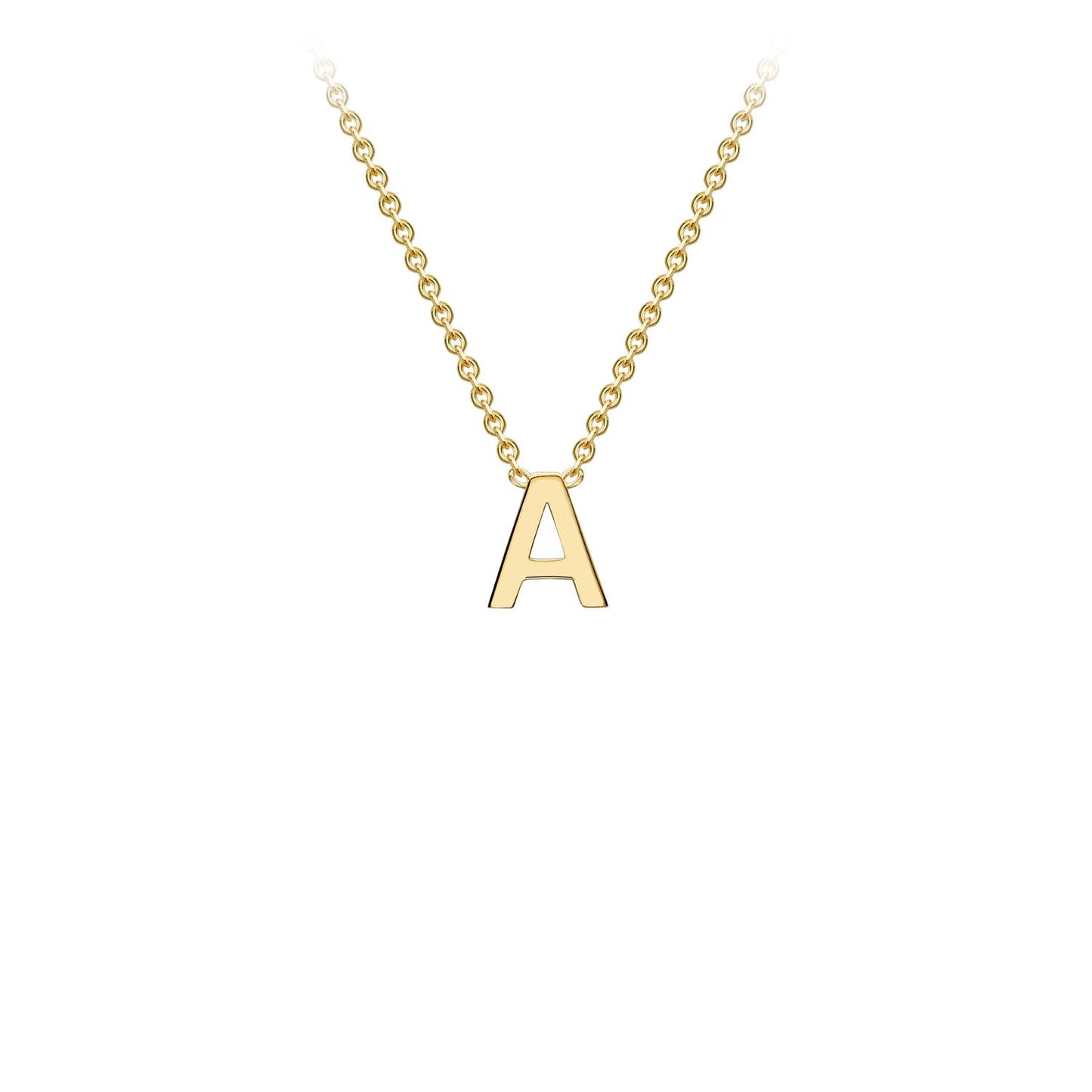 9K Yellow Gold 'A' Initial Adjustable Letter Necklace 38/43cm