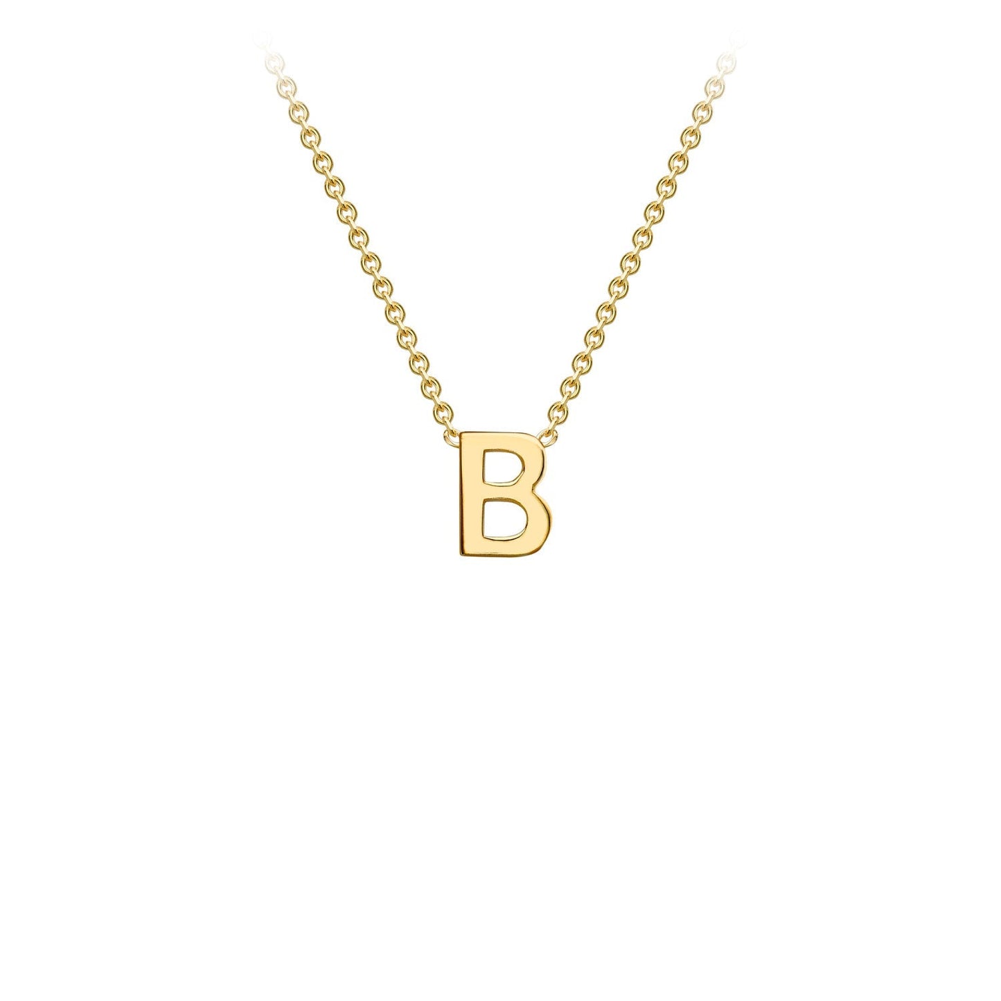 9K Gold Initial Adjustable Letter Necklace 38-43cm — B, 9kt YG