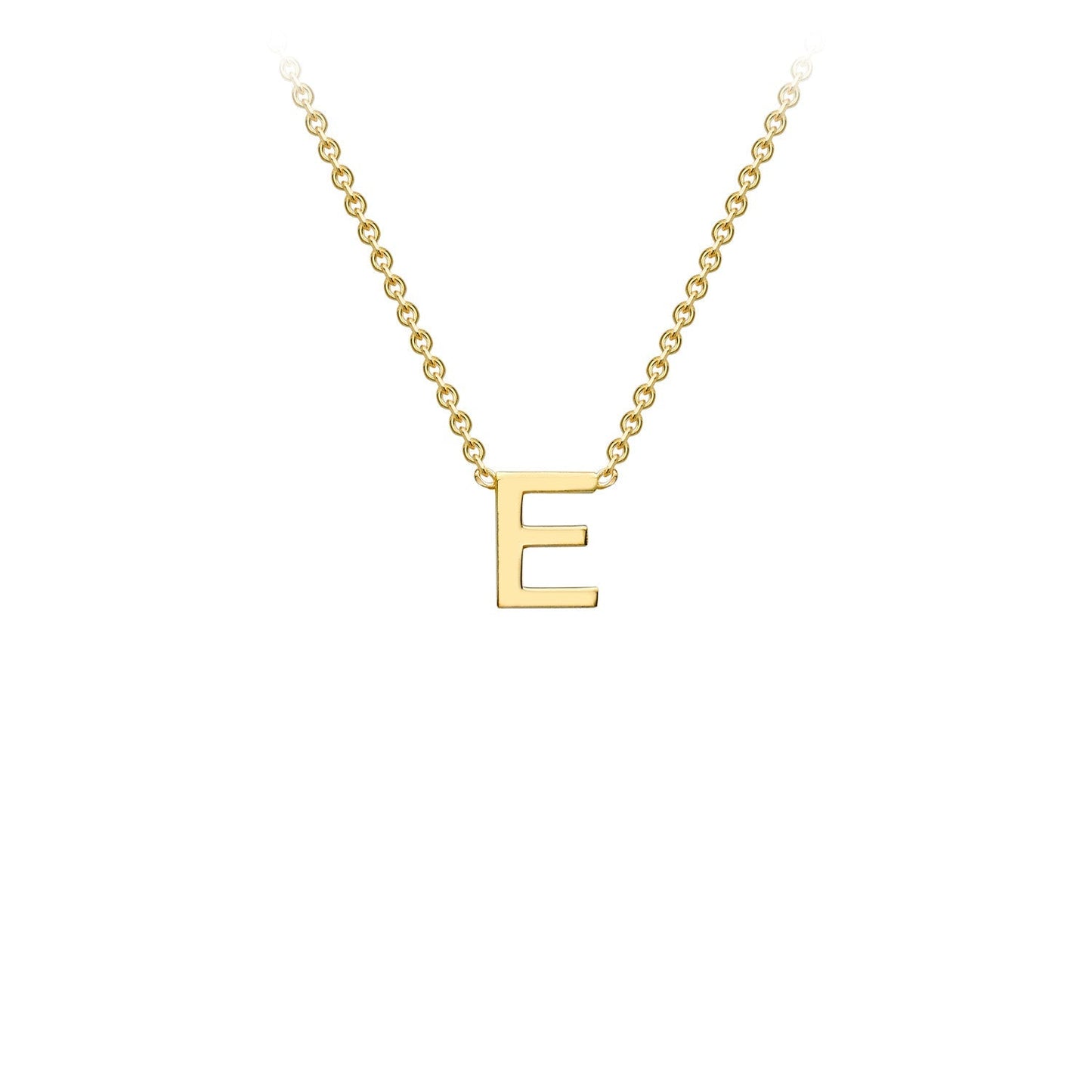 9K Gold Initial Adjustable Letter Necklace 38-43cm — E, 9kt YG