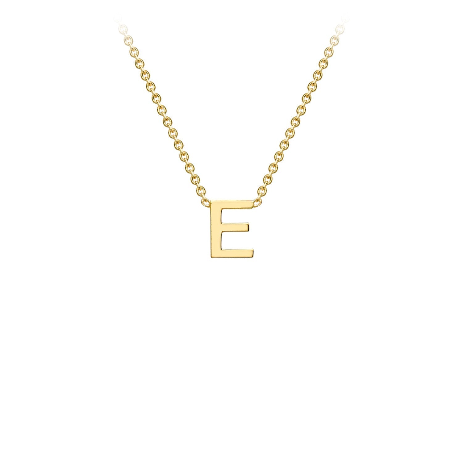 9K Gold Initial Adjustable Letter Necklace 38-43cm — E, 9kt YG