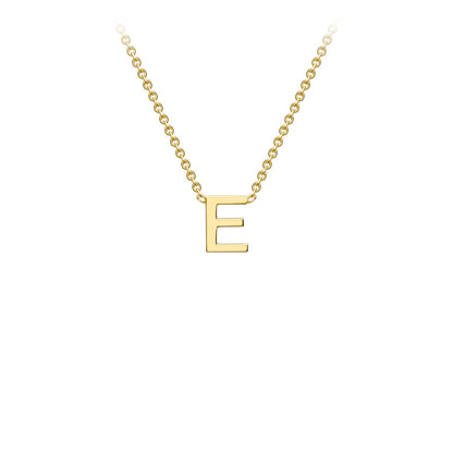9K Gold Initial Adjustable Letter Necklace 38-43cm — E, 9kt YG