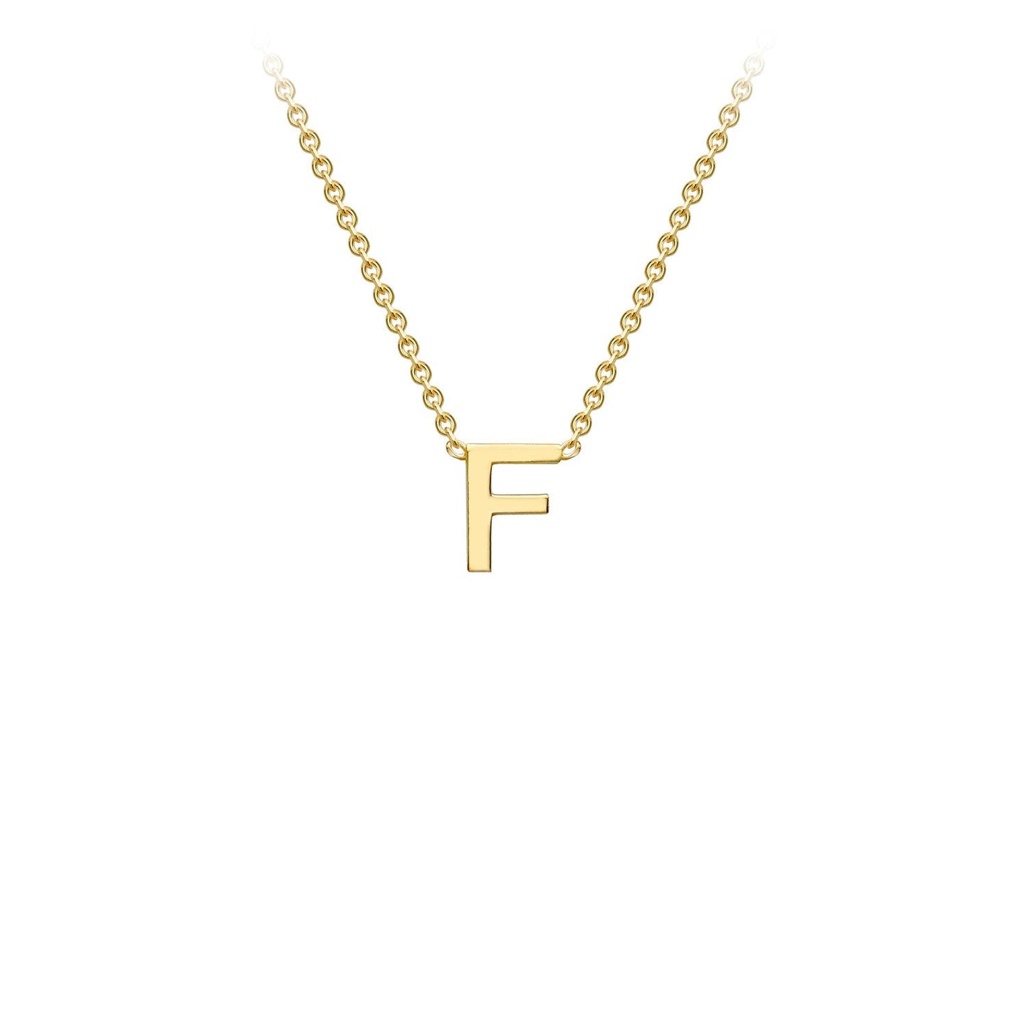 9K Gold Initial Adjustable Letter Necklace 38-43cm — F, 9kt YG