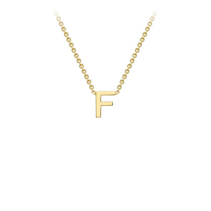9K Gold Initial Adjustable Letter Necklace 38-43cm — F, 9kt YG