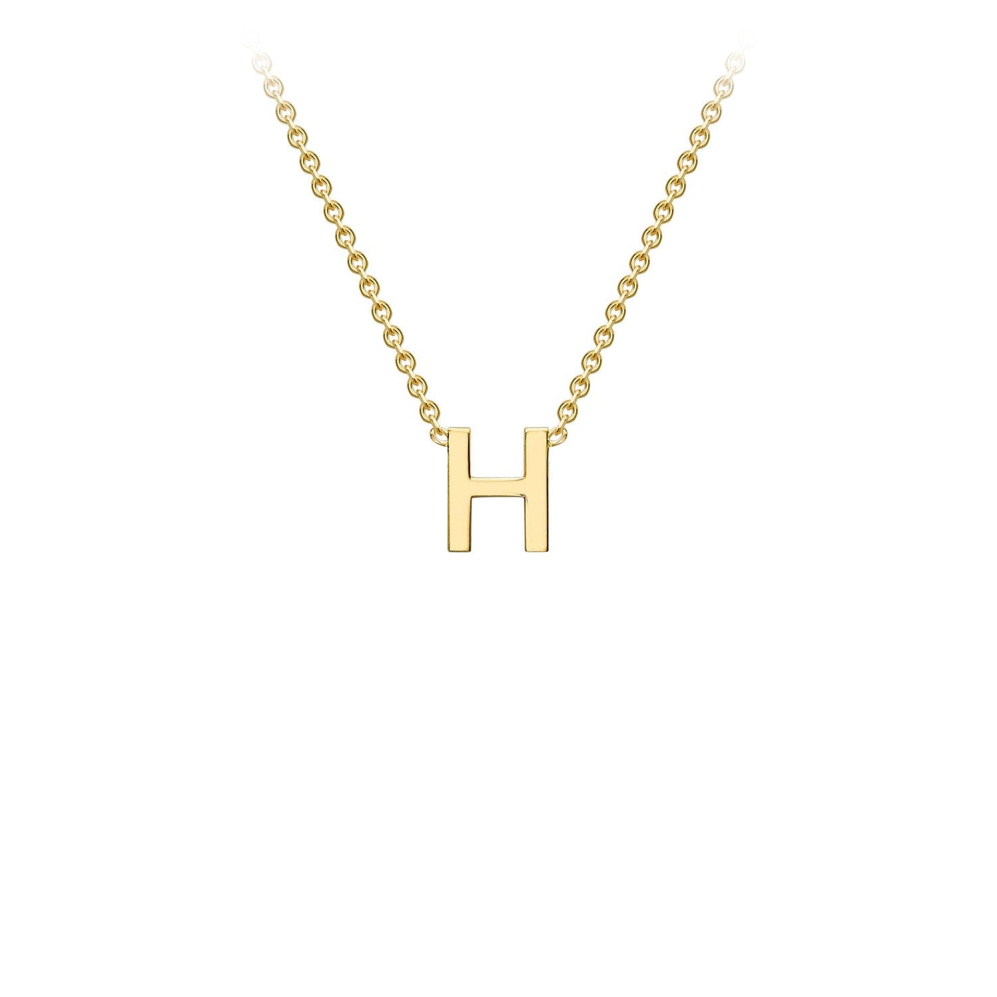 9K Gold Initial Adjustable Letter Necklace 38-43cm — H, 9kt YG