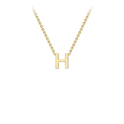 9K Gold Initial Adjustable Letter Necklace 38-43cm — H, 9kt YG