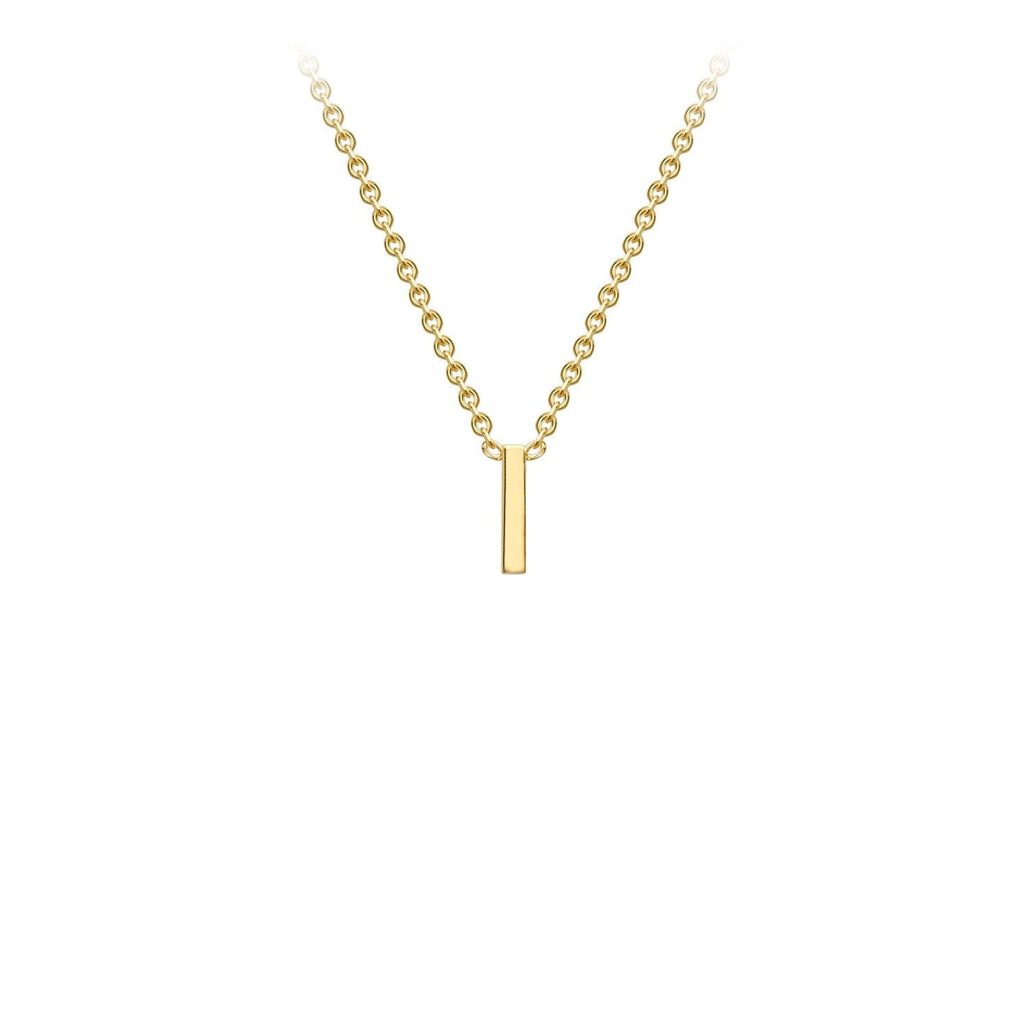 9K Gold Initial Adjustable Letter Necklace 38-43cm — I, 9kt YG