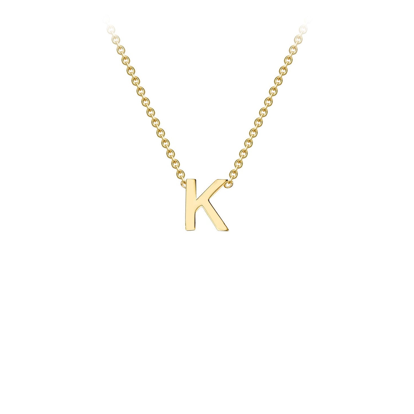 9K Gold Initial Adjustable Letter Necklace 38-43cm — K, 9kt YG