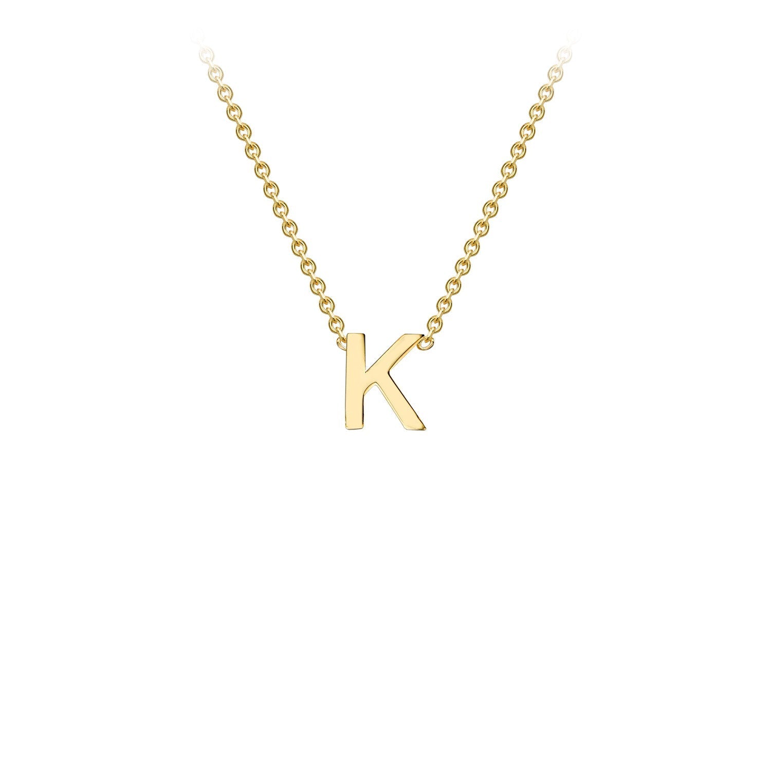 9K Gold Initial Adjustable Letter Necklace 38-43cm — K, 9kt YG