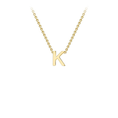9K Gold Initial Adjustable Letter Necklace 38-43cm — K, 9kt YG