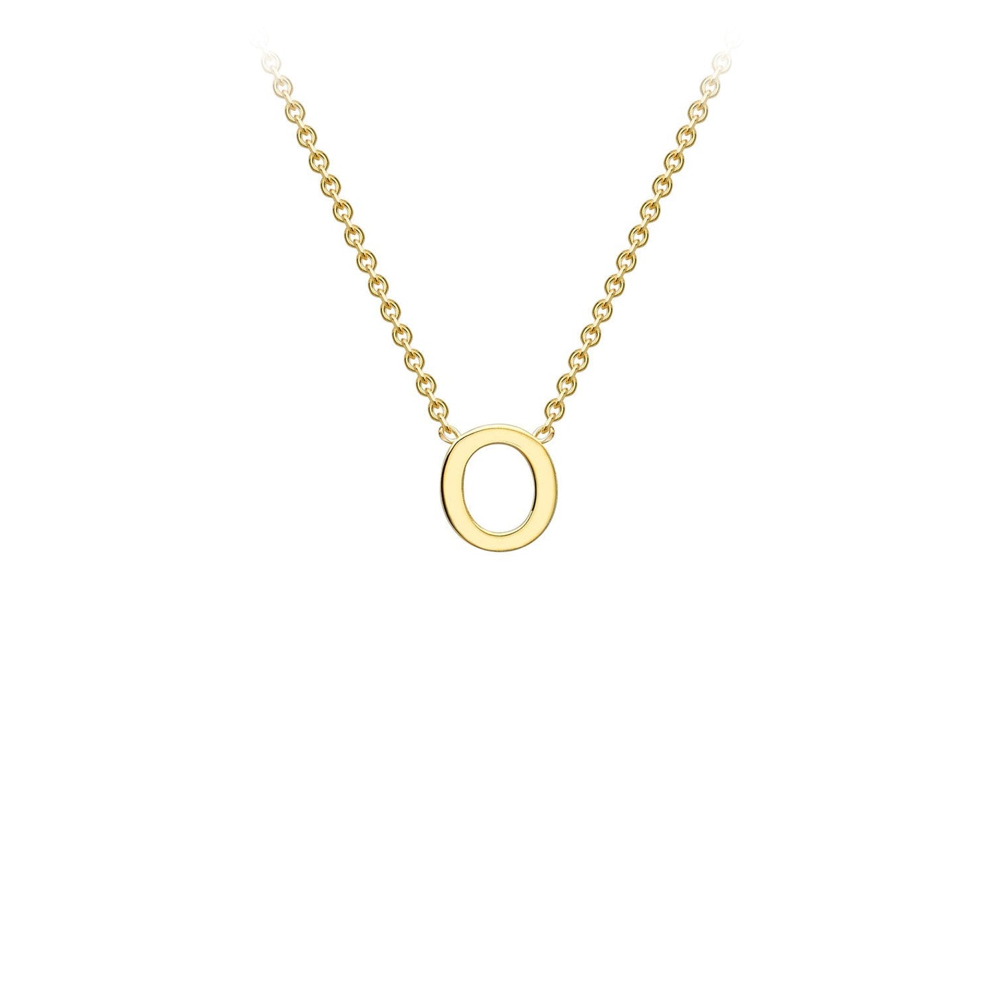 9K Gold Initial Adjustable Letter Necklace 38-43cm — O, 9kt YG