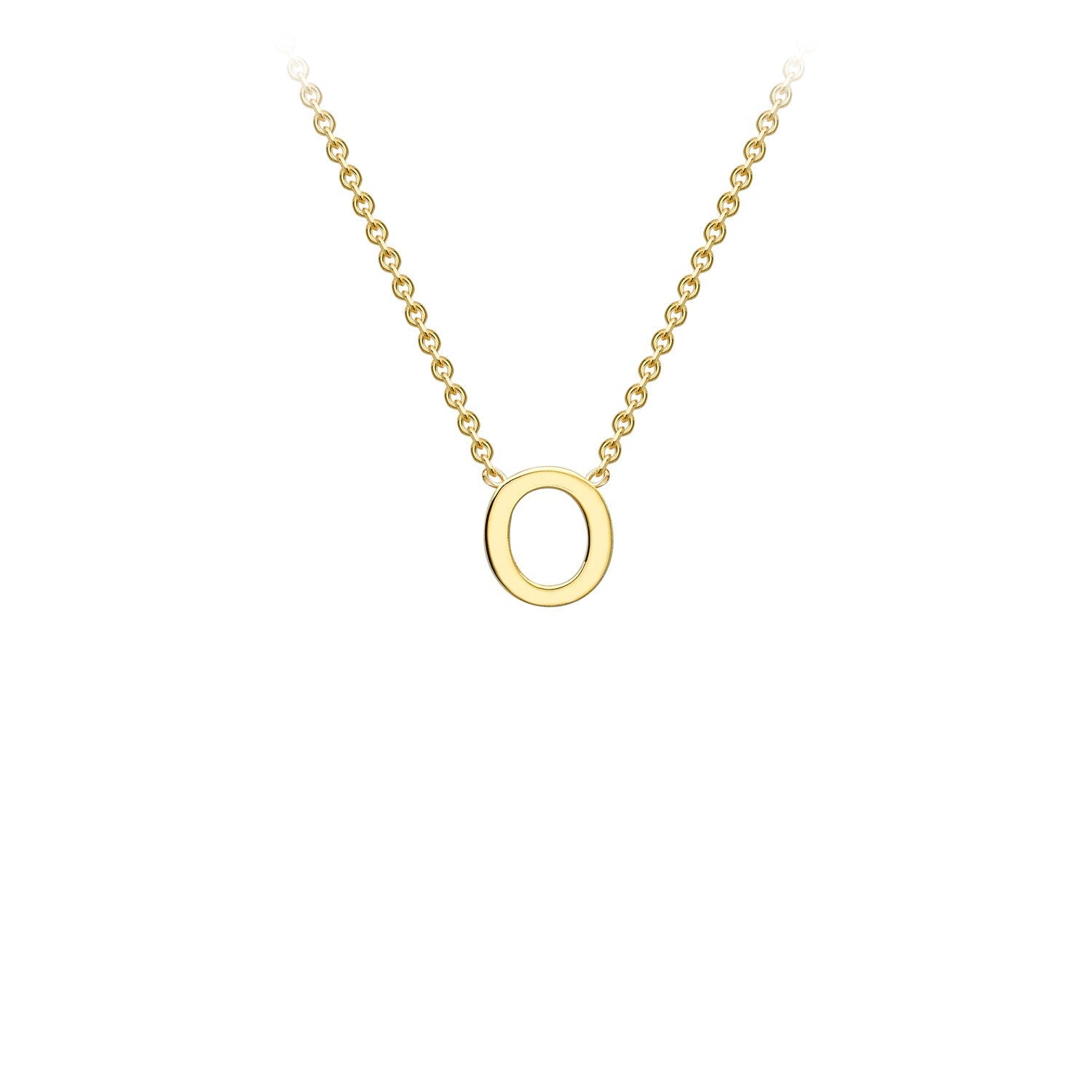 9K Gold Initial Adjustable Letter Necklace 38-43cm — O, 9kt YG