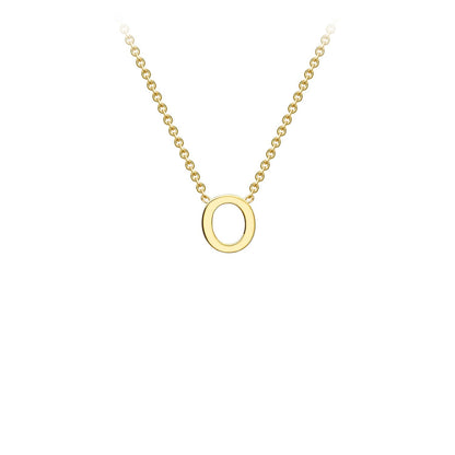 9K Gold Initial Adjustable Letter Necklace 38-43cm — O, 9kt YG