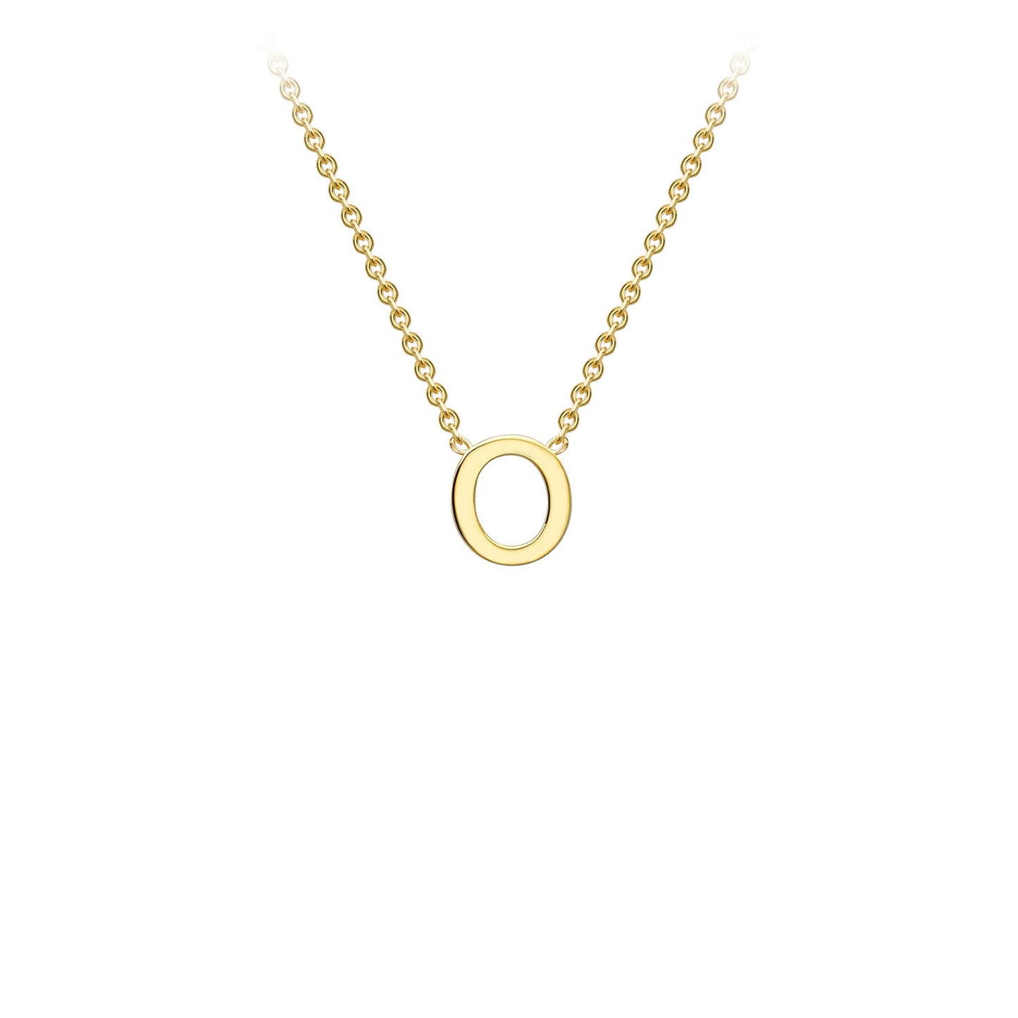 9K Yellow Gold 'O' Initial Adjustable Letter Necklace 38/43cm
