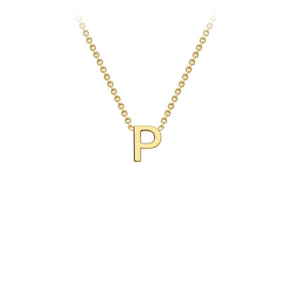 9K Gold Initial Adjustable Letter Necklace 38-43cm — P, 9kt YG