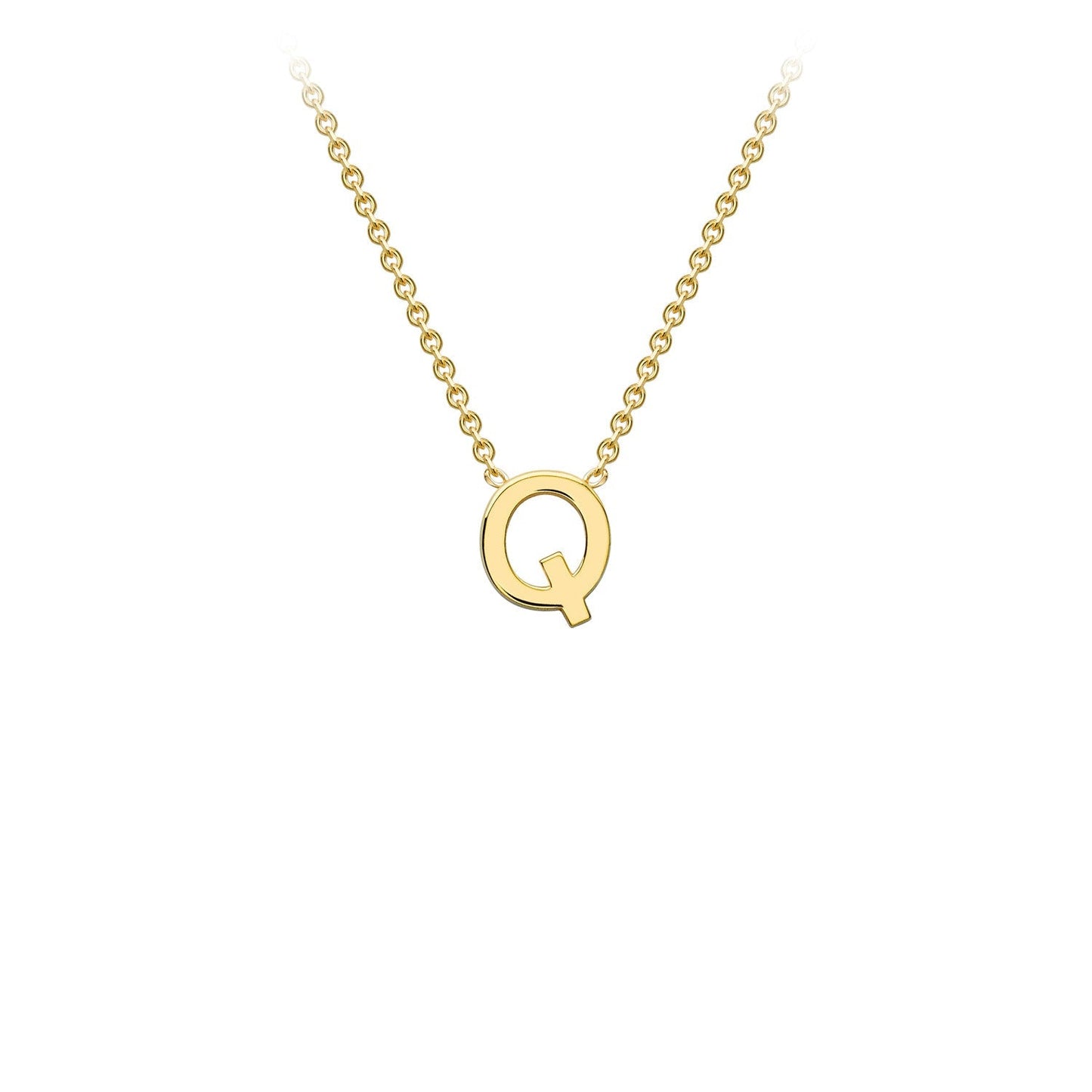 9K Gold Initial Adjustable Letter Necklace 38-43cm — Q, 9kt YG