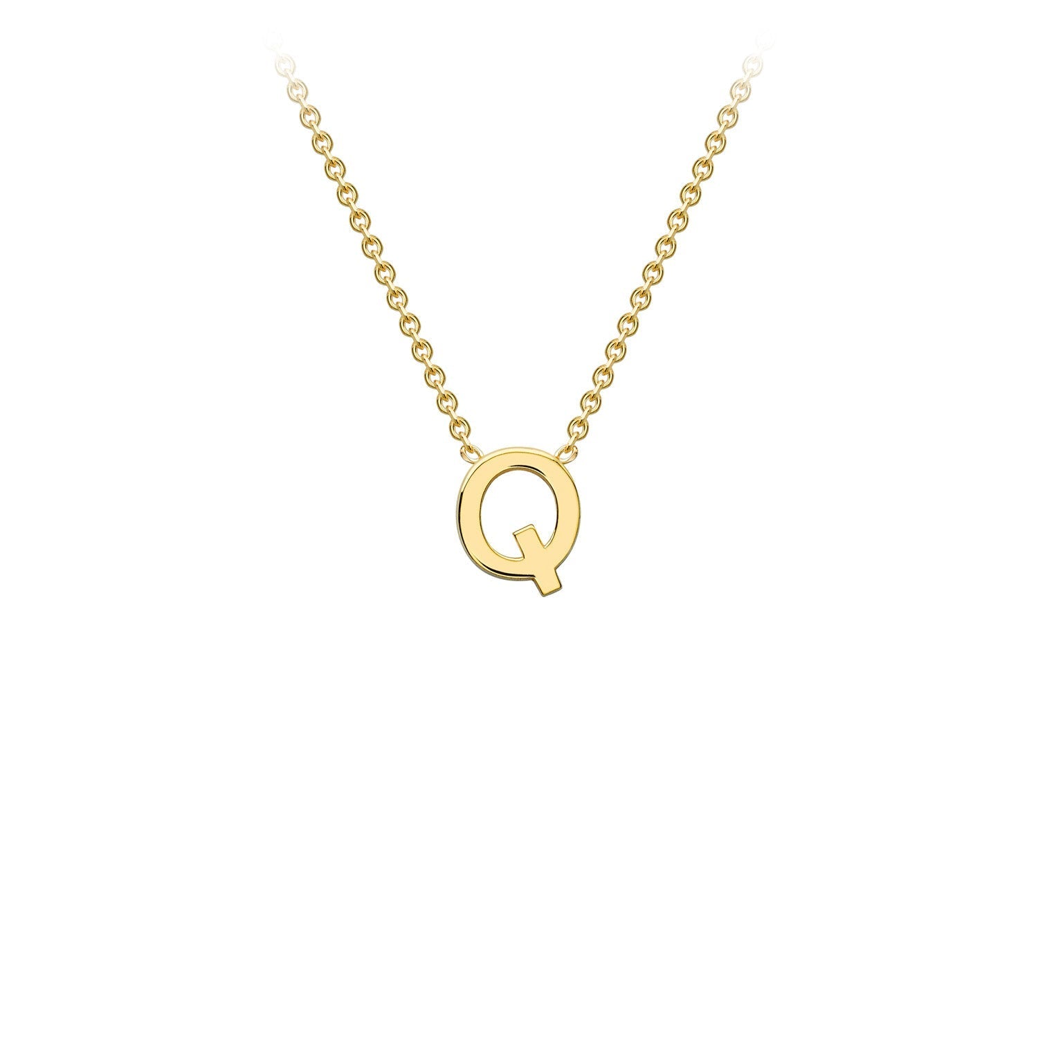 9K Gold Initial Adjustable Letter Necklace 38-43cm — Q, 9kt YG