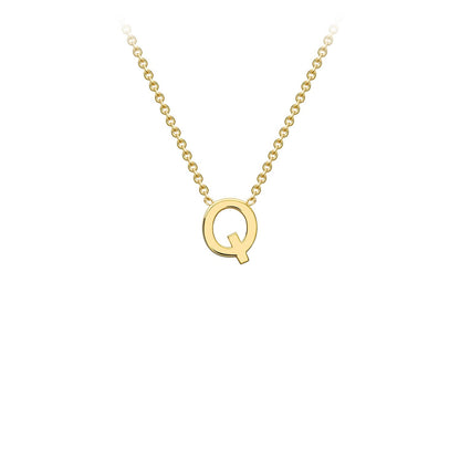 9K Gold Initial Adjustable Letter Necklace 38-43cm — Q, 9kt YG