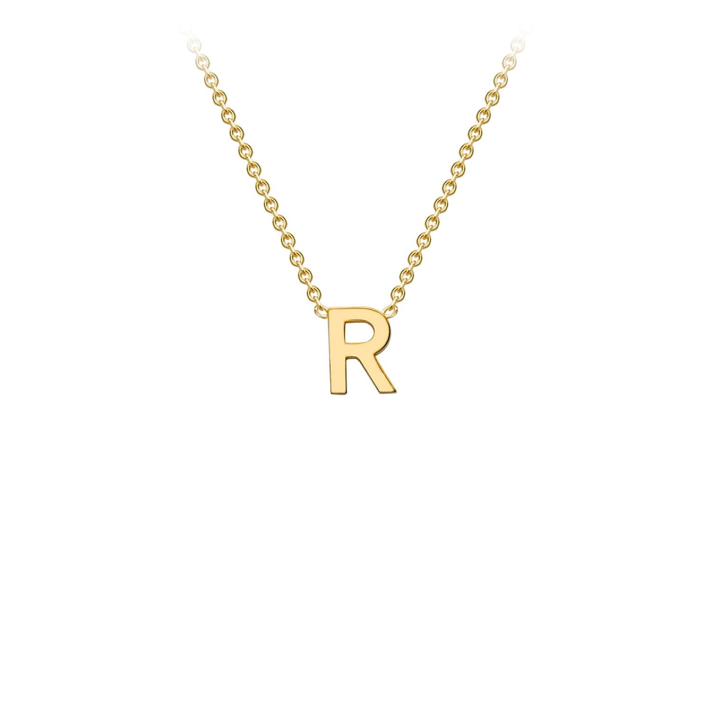 9K Yellow Gold 'R' Initial Adjustable Letter Necklace 38/43cm