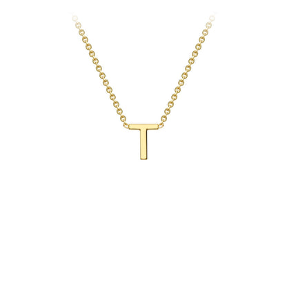 9K Gold Initial Adjustable Letter Necklace 38-43cm — T, 9kt YG