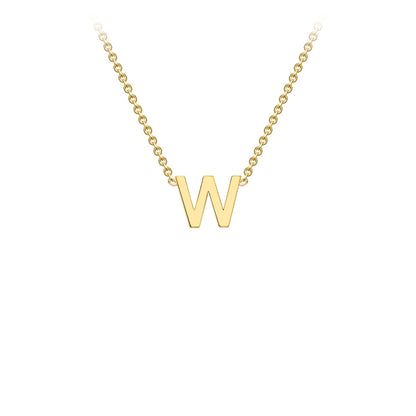 9K Gold Initial Adjustable Letter Necklace 38-43cm — W, 9kt YG