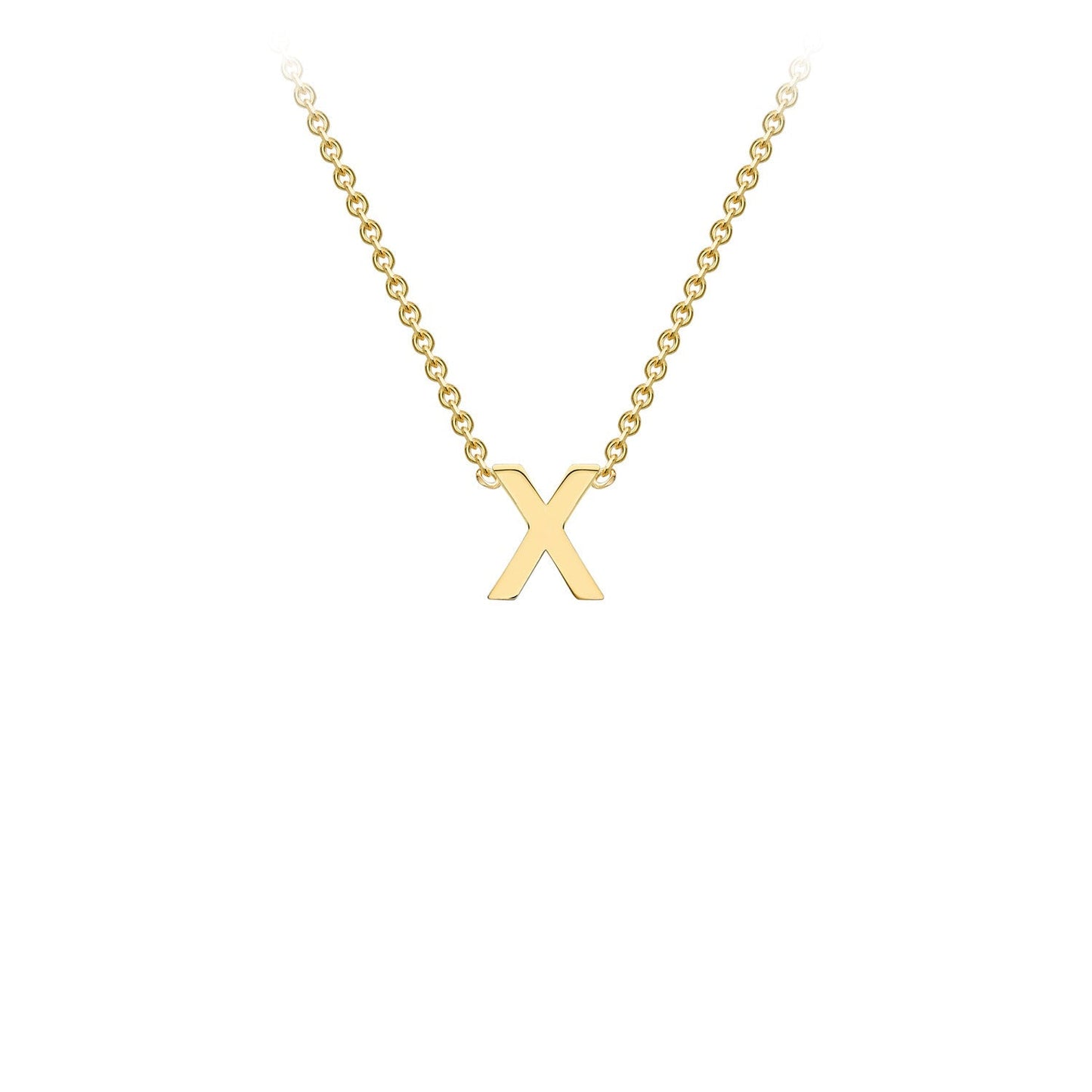 9K Gold Initial Adjustable Letter Necklace 38-43cm — X, 9kt YG