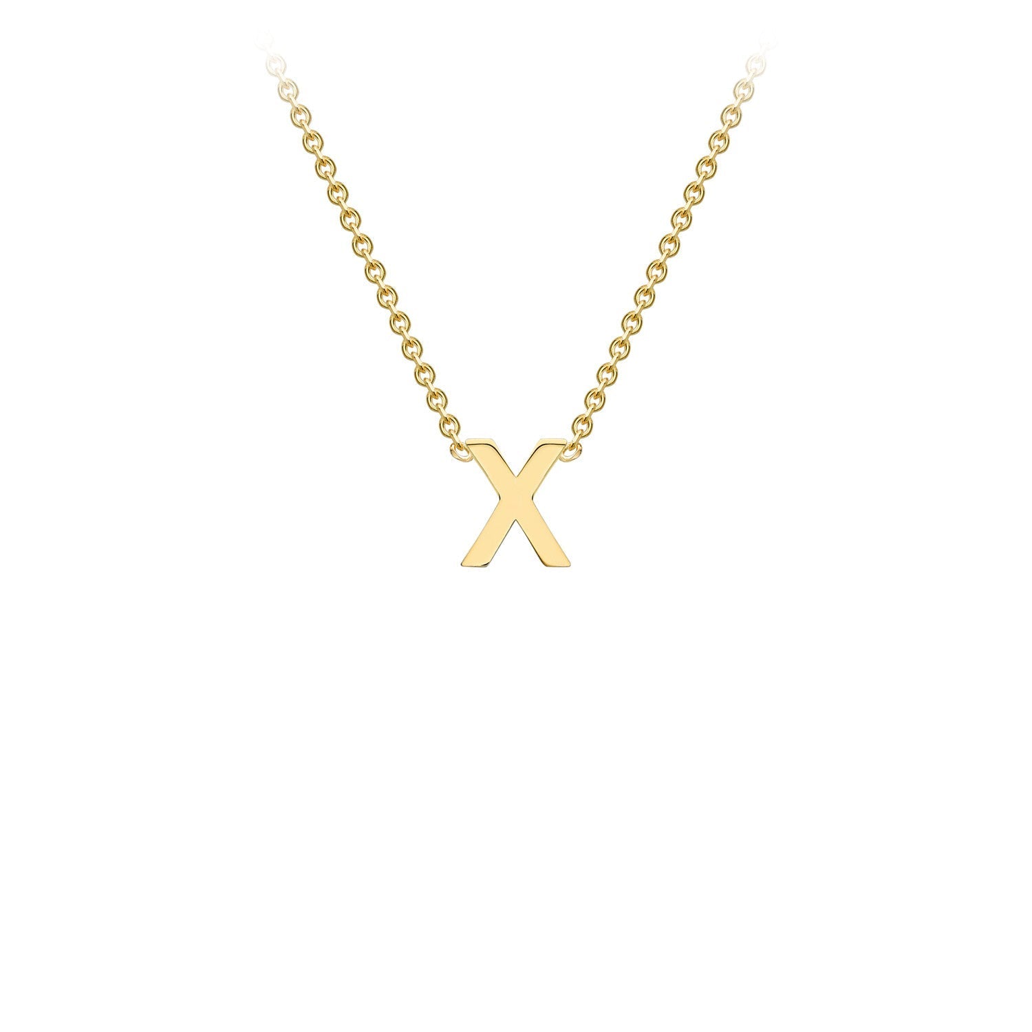 9K Gold Initial Adjustable Letter Necklace 38-43cm — X, 9kt YG
