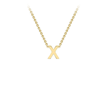 9K Gold Initial Adjustable Letter Necklace 38-43cm — X, 9kt YG