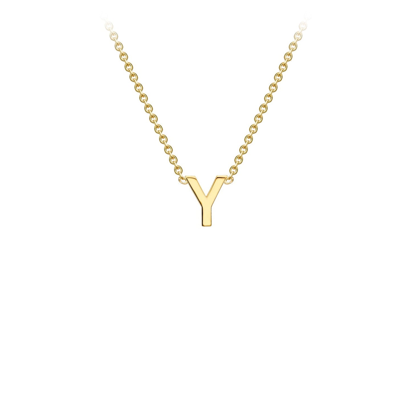 9K Gold Initial Adjustable Letter Necklace 38-43cm — Y, 9kt YG