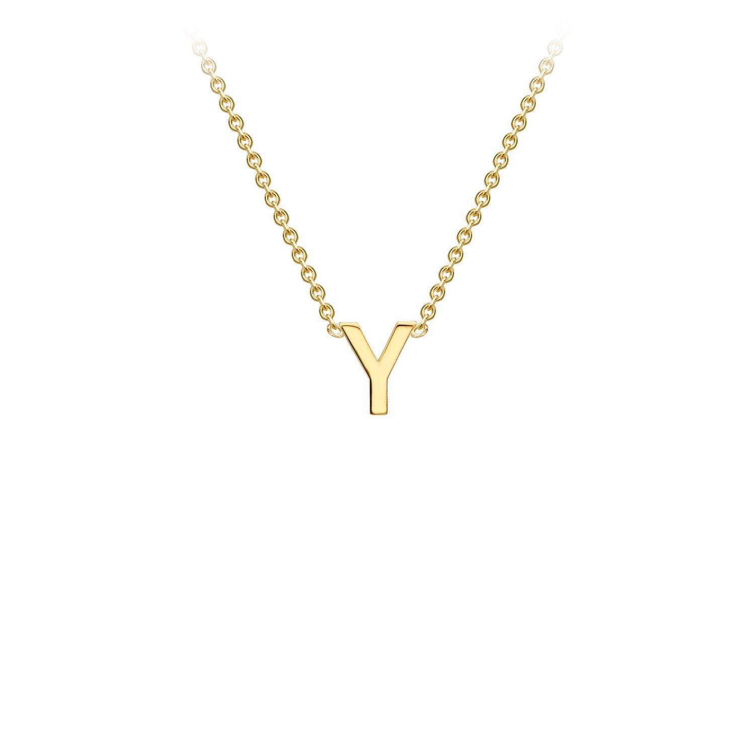 9K Gold Initial Adjustable Letter Necklace 38-43cm — Y, 9kt YG