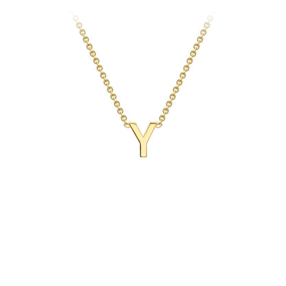 9K Gold Initial Adjustable Letter Necklace 38-43cm — Y, 9kt YG