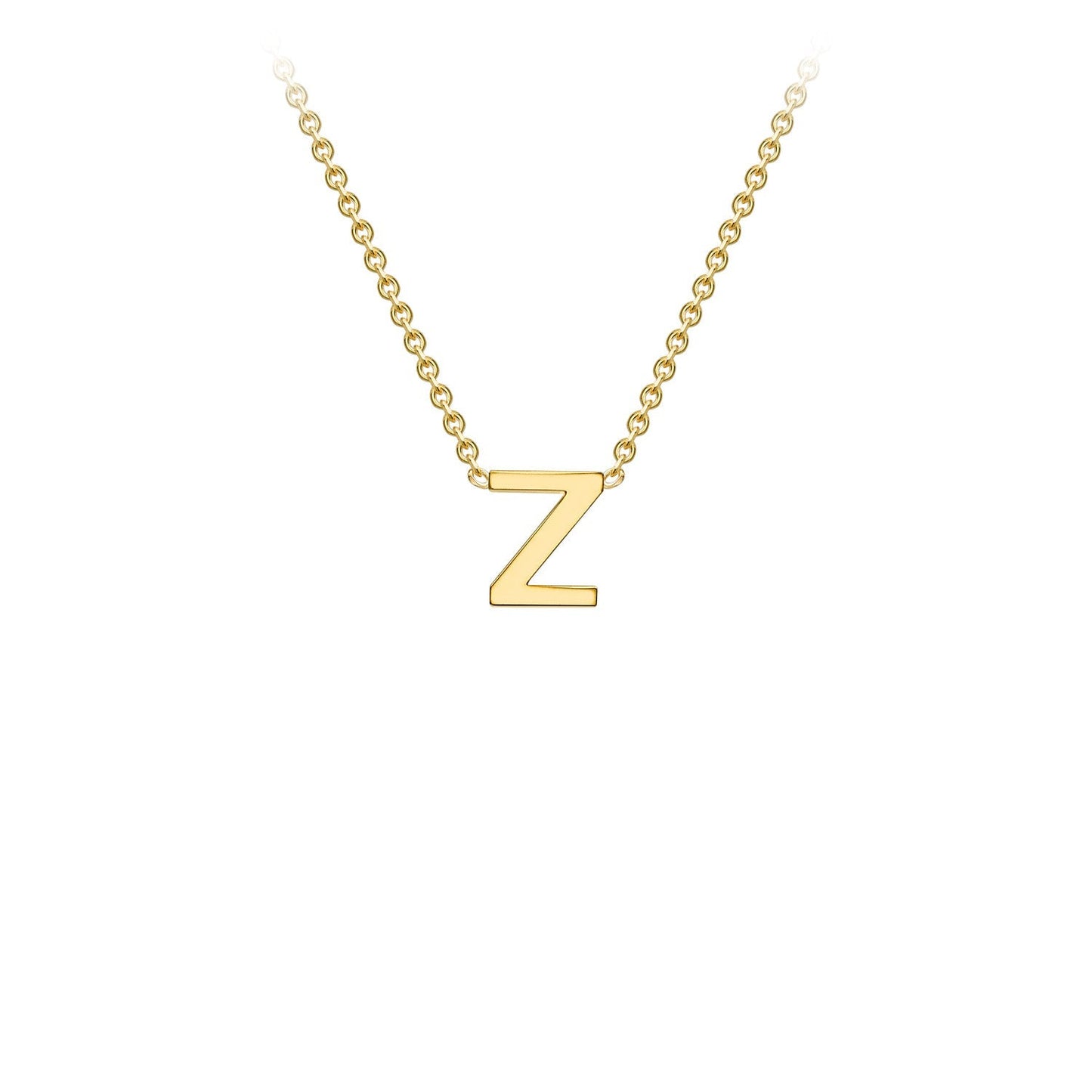 9K Gold Initial Adjustable Letter Necklace 38-43cm — Z, 9kt YG