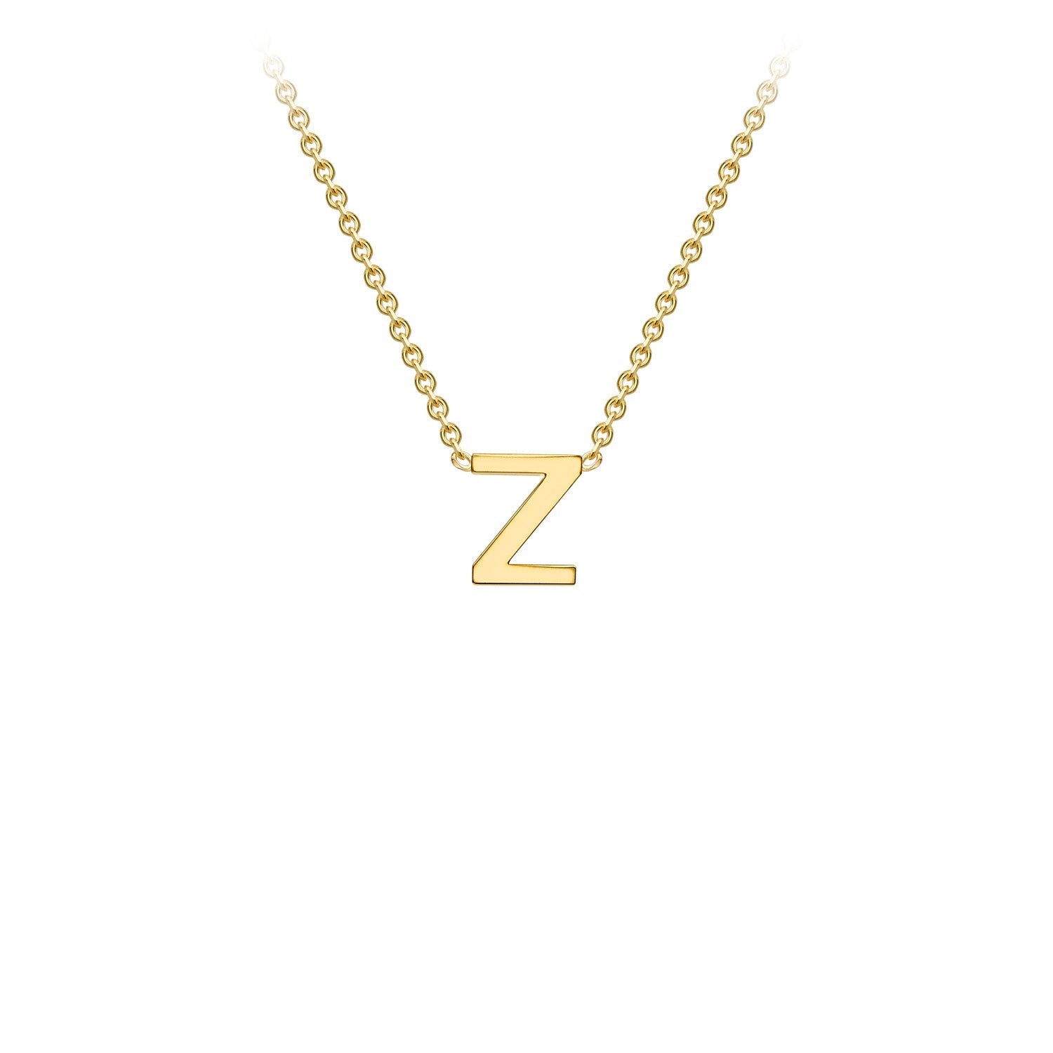 9K Gold Initial Adjustable Letter Necklace 38-43cm — Z, 9kt YG
