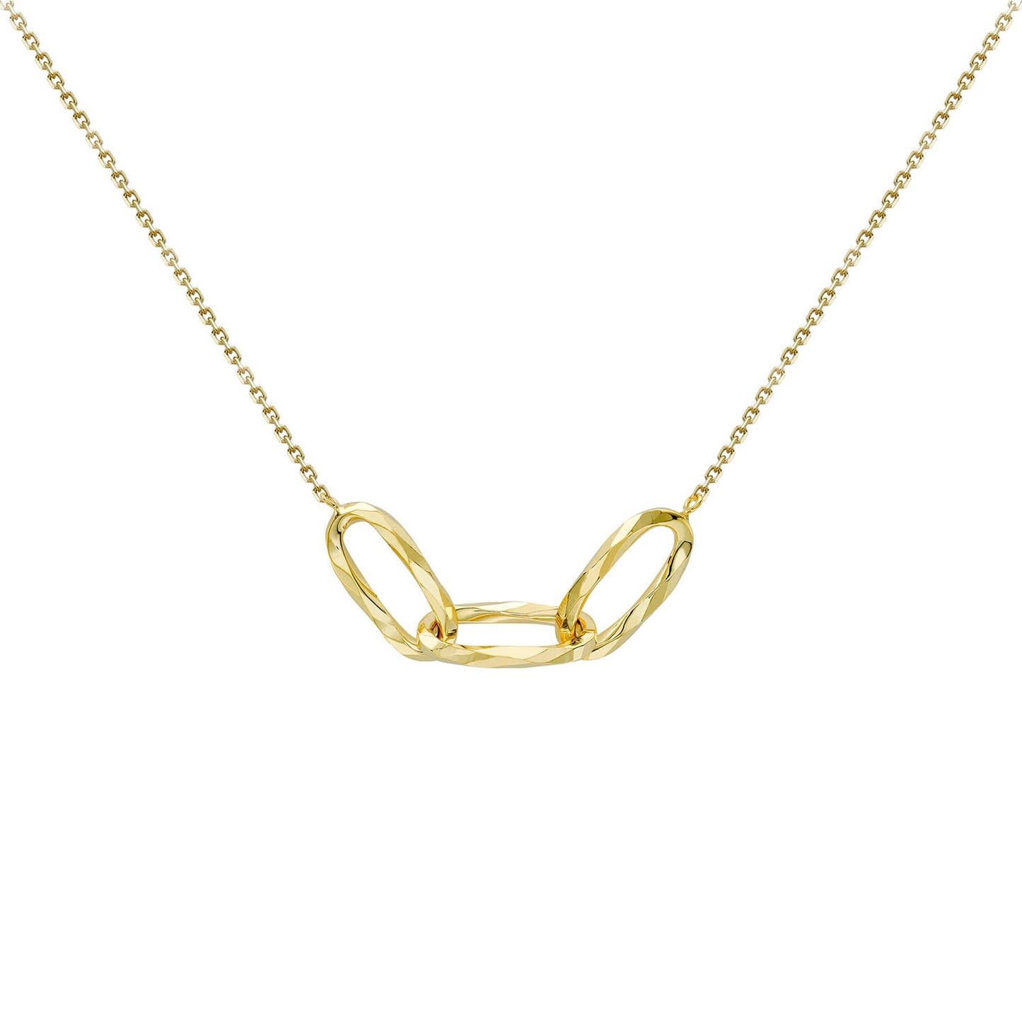 9K Yellow Gold Diamond Cut Oval Necklace 43-46cm