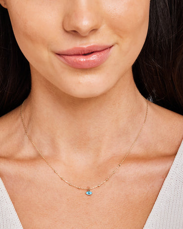 9K Yellow Gold Evil Eye Dc Ball Necklace 41 + 2.5cm