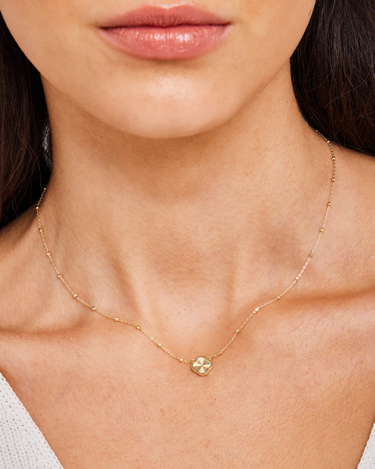 9K Yellow Gold Rainbow Petal Necklace 40-45cm