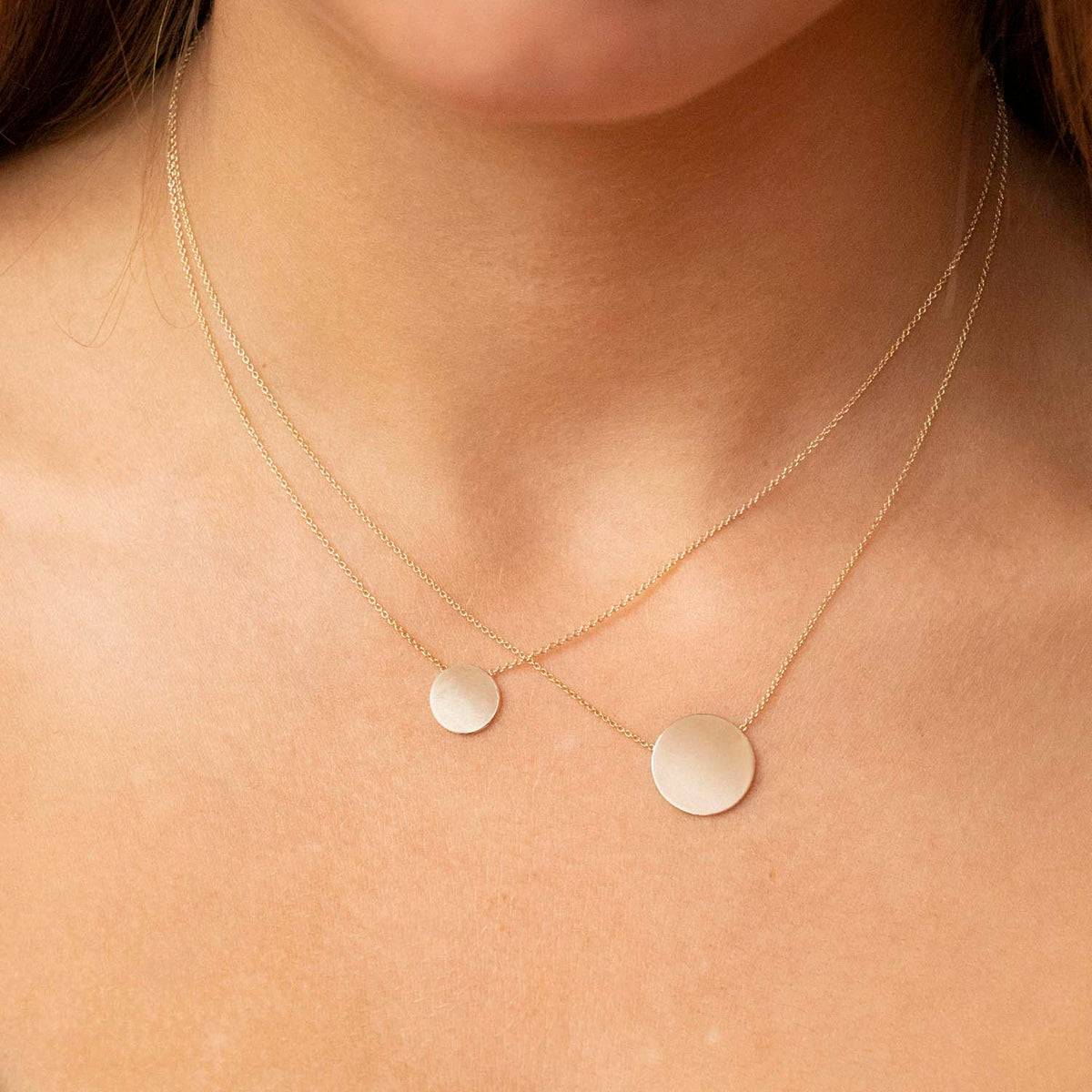 9K Yellow Gold 10mm Disc Adjustable Necklace 41cm-43cm