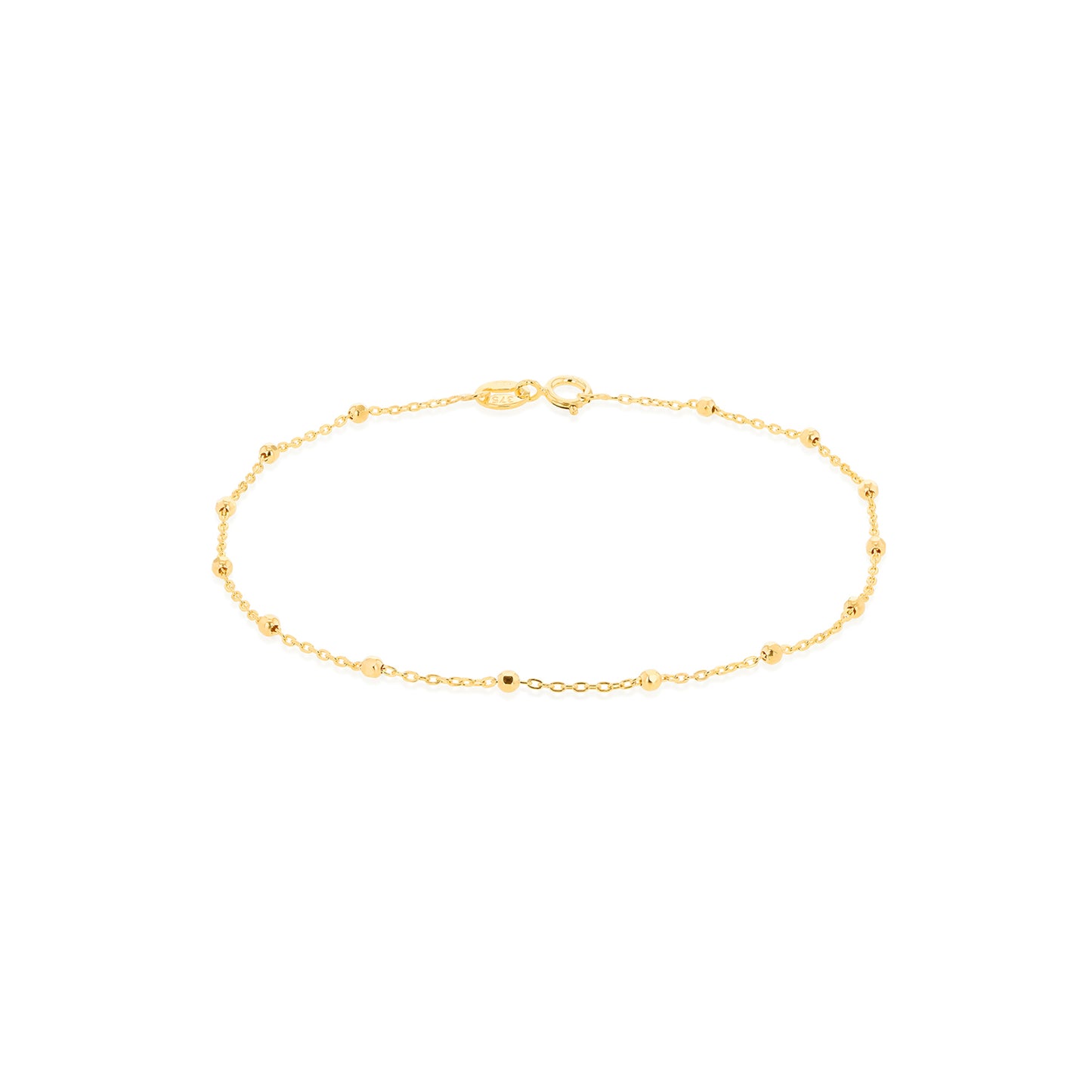 9K Yellow Gold Trace & Ball Chain Bracelet 18cm
