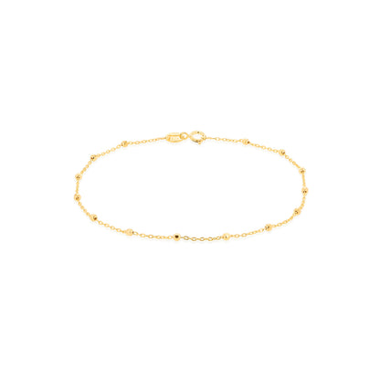 9K Yellow Gold Trace & Ball Chain Bracelet 18cm