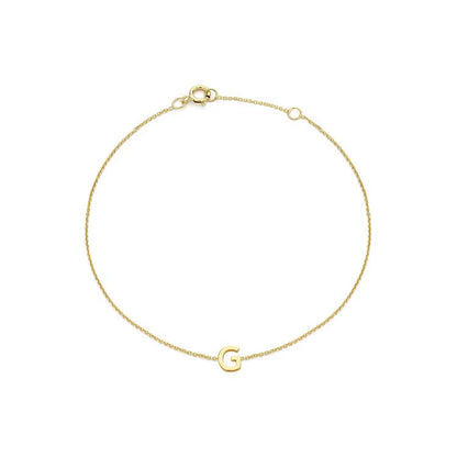 9K Yellow Gold Mini Initial Bracelet 15.5-19cm — G
