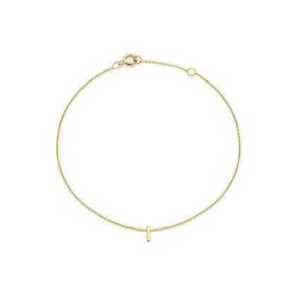 9K Yellow Gold Mini Initial Bracelet 15.5-19cm — I