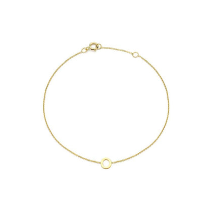 9K Yellow Gold Mini Initial Bracelet 15.5-19cm — O