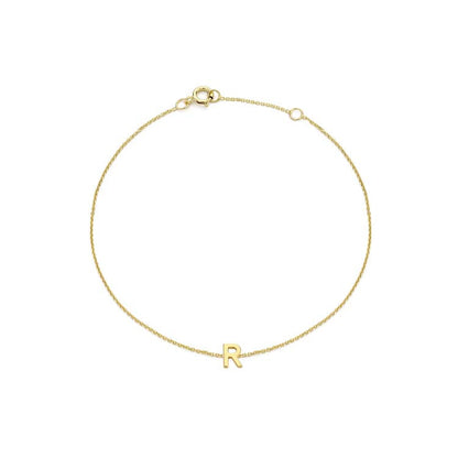 9K Yellow Gold Mini Initial Bracelet 15.5-19cm — R
