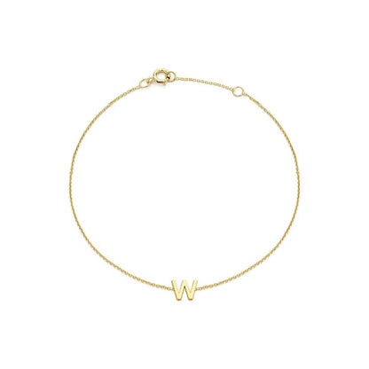 9K Yellow Gold Mini Initial Bracelet 15.5-19cm — W