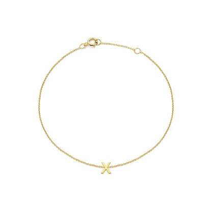 9K Yellow Gold Mini Initial Bracelet 15.5-19cm — X
