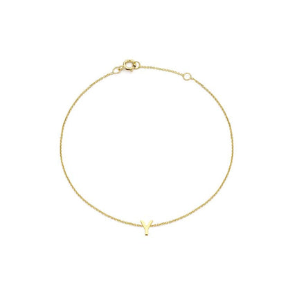 9K Yellow Gold Mini Initial Bracelet 15.5-19cm — Y