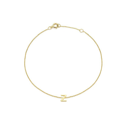 9K Yellow Gold Mini Initial Bracelet 15.5-19cm — Z
