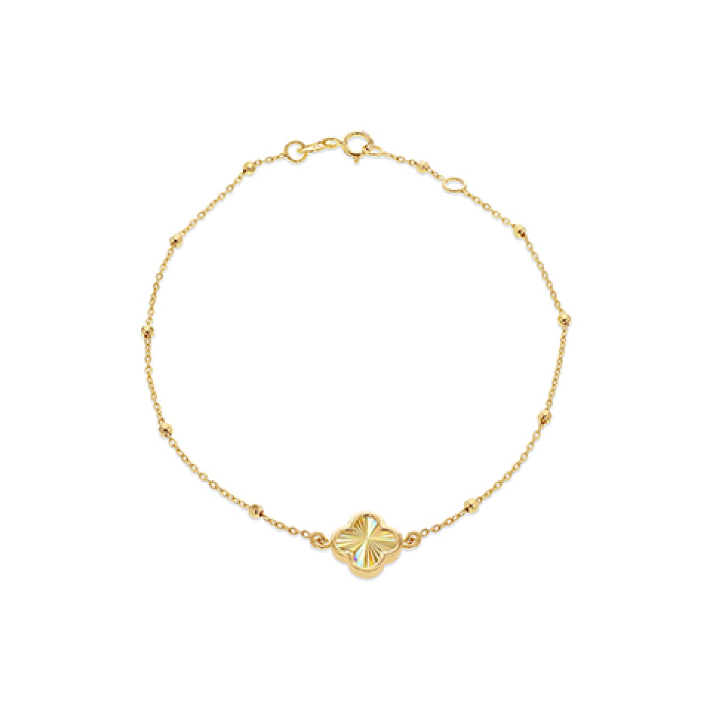 9K Yellow Gold Rainbow Petal Bracelet 17.8-19cm